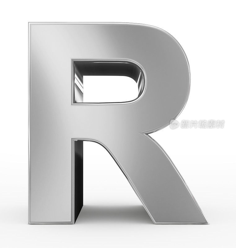 字母R 3d银孤立在白色